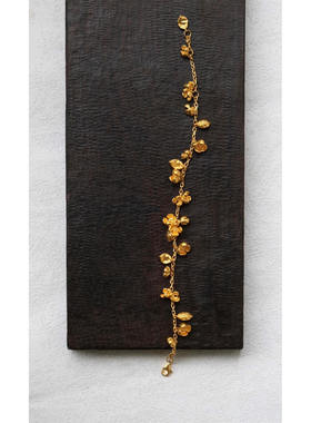 新中式复古金色花朵手链女款轻奢