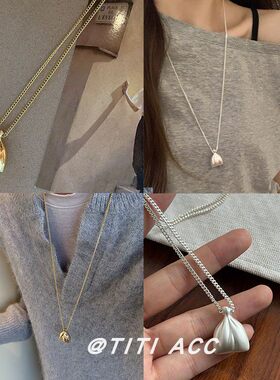 钱袋子锦囊金色长款项链高级感