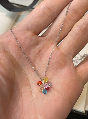 多巴胺彩色仿水晶串珠项链女个性