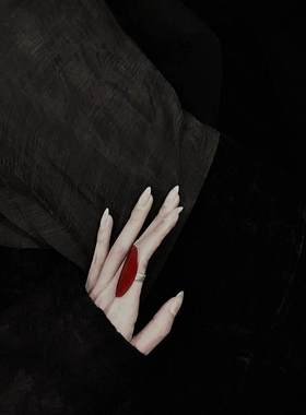 红釉戒指复古新中式藏式民族风做旧小众设计轻奢高级感时尚百搭