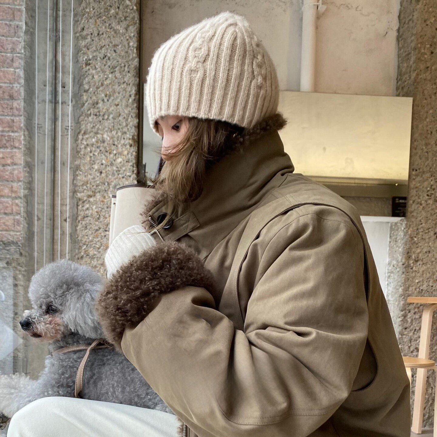 老钱风系列~米色麻花纹针织帽子冬季新款时尚高端百搭冷帽毛线帽