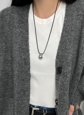 冷淡风银色水滴吊坠项链秋冬配饰