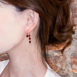 民族风红色不规则串珠耳环高级感气质大气耳饰小众设计精致耳钉女