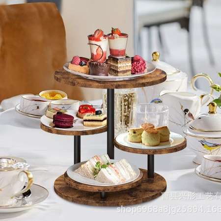 木质桌面展示架蛋糕架生日甜品托盘多层纸杯蛋糕收纳架室内花盆架