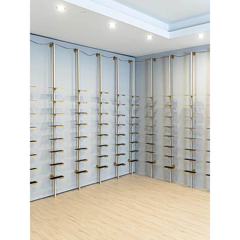 商用鞋货架展示架上墙运动风带灯立柱展示托架可调节鞋托