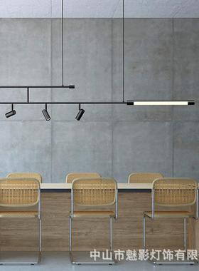 创意设计餐厅岛台茶桌简约吊灯商铺前台吧台个性黑色工业风线条灯