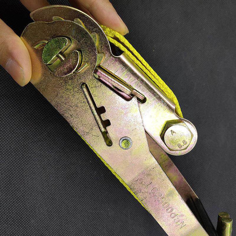 捆绑器正黄色收紧器5cm货物拉紧器棘轮双钩紧绳器捆绑带松紧拖车