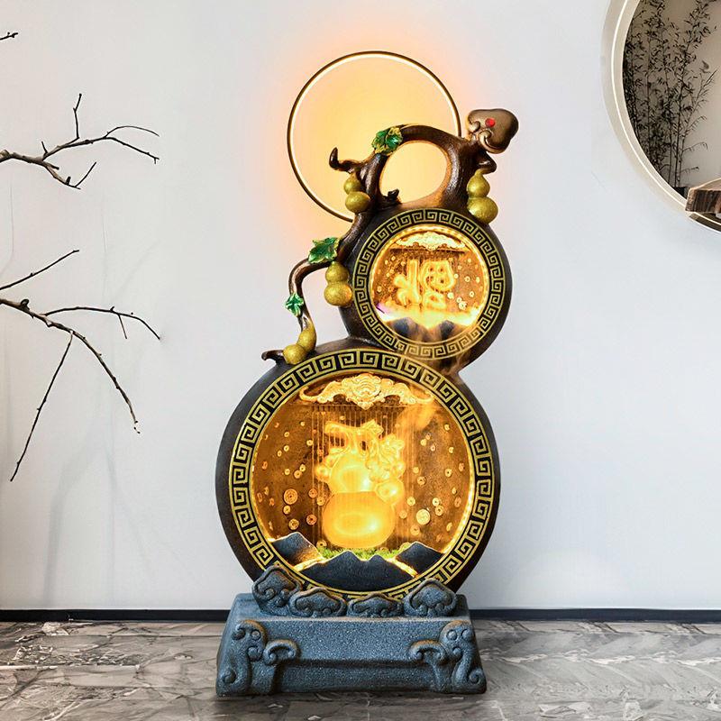 五福临门葫芦摆件新中式假山流水喷泉客厅办公室玄关阳台庭院摆件