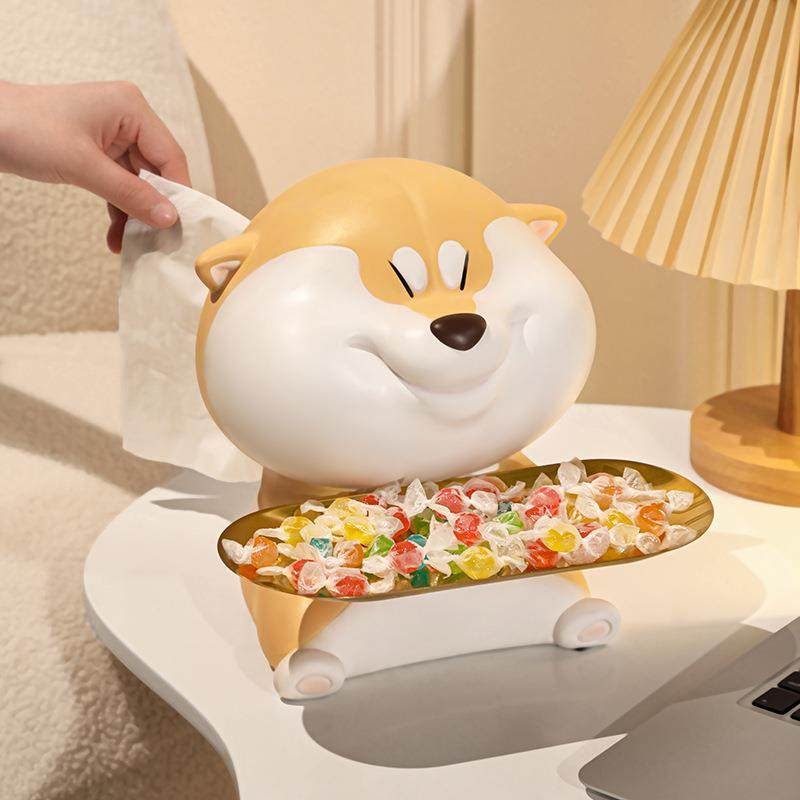 柴犬家用纸巾盒收纳摆件桌面客厅茶几电视柜抽纸盒装饰品萌趣设计,家居饰品,装饰摆件,淘宝优惠券,粉丝福利购,淘宝优惠卷