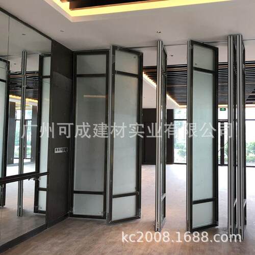 可推拉折叠移动玻璃隔墙旋转办公室玻璃隔断可移动悬挂隔断墙