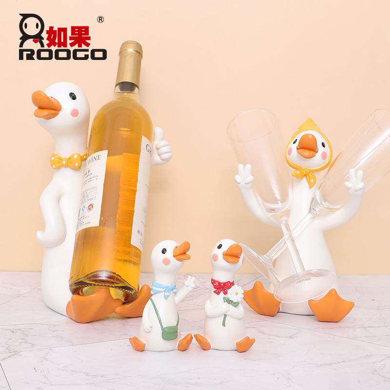可爱卡通动物红酒架摆件客厅酒柜家居装饰品创意款小鸭子酒座