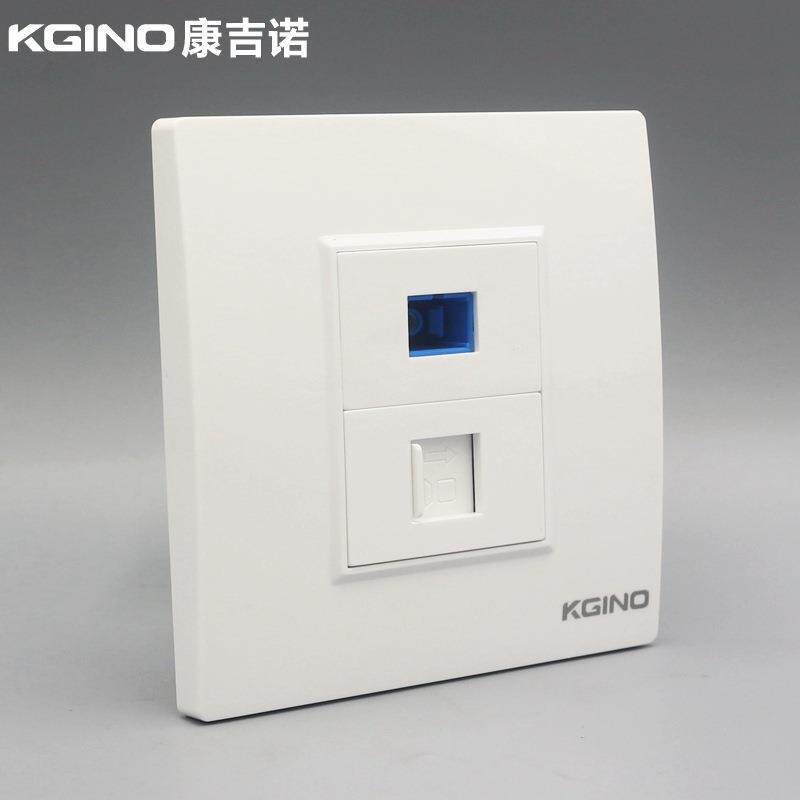 86型七类电脑加SC光纤插座CAT7网络光纤法兰盘对接插座面板
