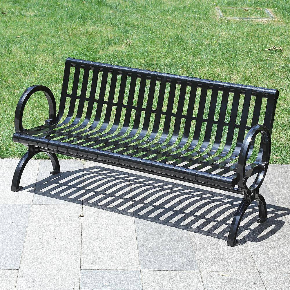 公园椅户外长椅铁艺小区休闲座椅长条凳塑木铁艺带靠背椅子直供