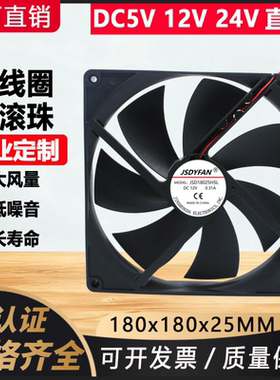 18CM/厘米18025大尺寸5V12V机箱机柜路由器散热风扇风机大风量USB