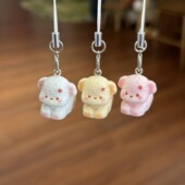 可爱草莓立体小狗手机链卡通学生包包吊坠挂件情侣闺蜜礼物配饰品