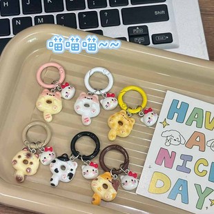 小清新可爱卡通猫咪钥匙圈暹罗猫KTins风钥匙扣书包礼物挂件学生