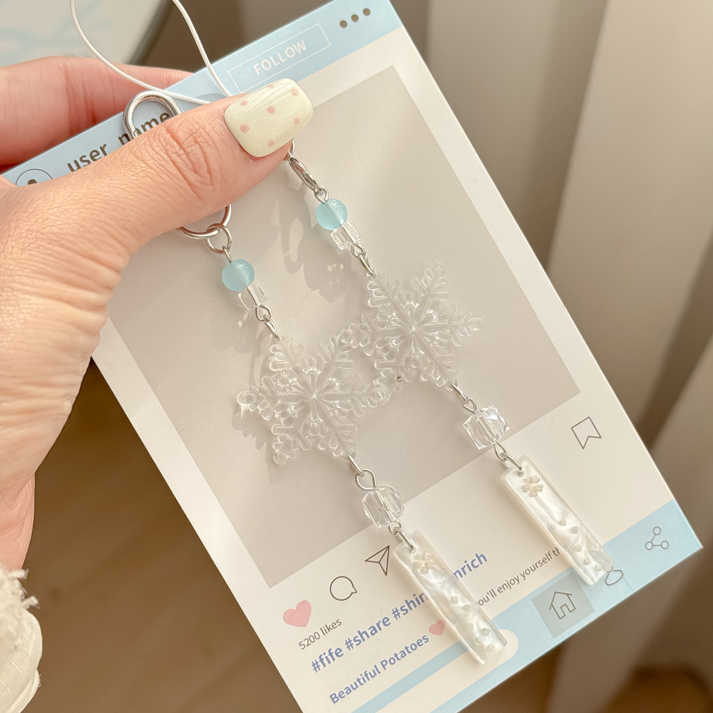 【蓝冰大雪花】ccd挂绳手作串珠自制少女心ins手机链可爱手机挂件
