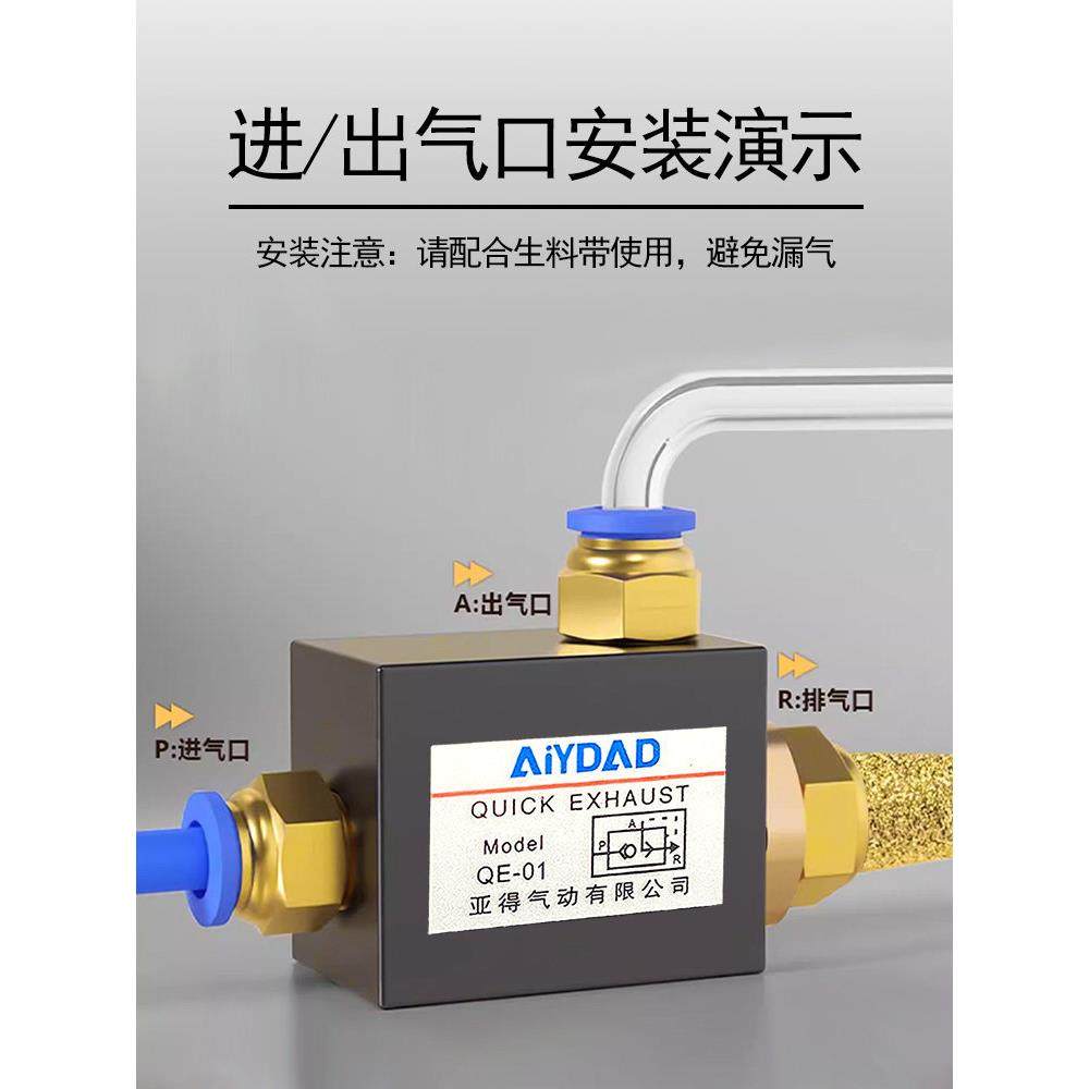 快速排气阀QE-01 02 03 04气动三孔快速排气阀快排阀1分2分3分4分