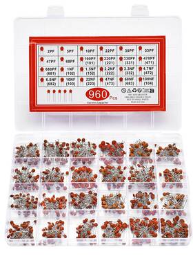 榕誉微瓷片电容盒960PCS 24种规格 电子元件瓷介电容组合