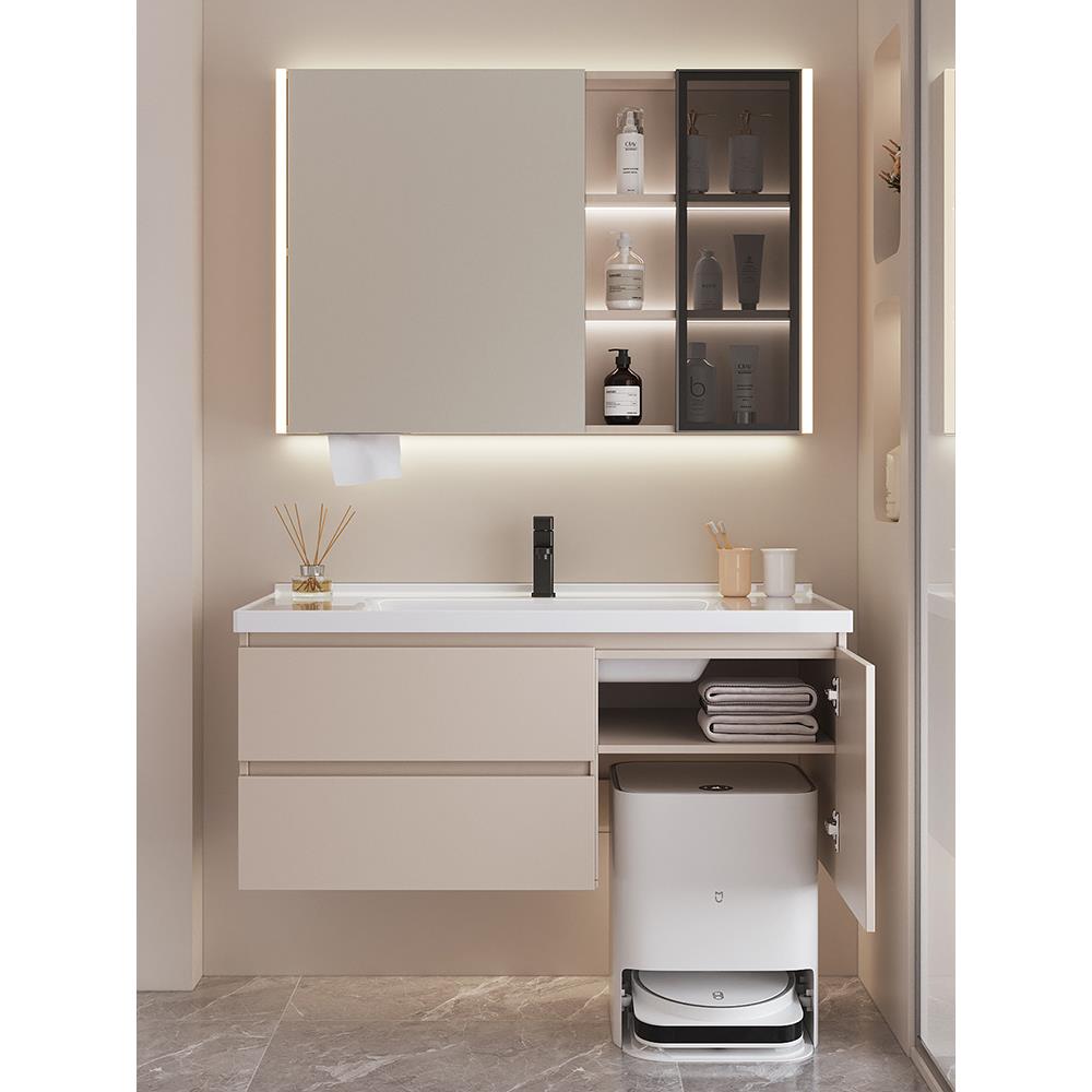 浴室柜组合陶瓷一体盆可放扫地机器人基站洗手池洗漱台洗脸面盆柜