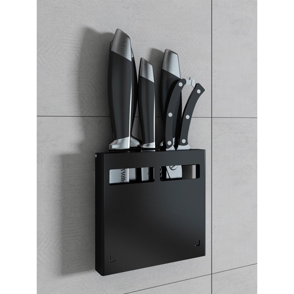 厨房置物架免打孔壁挂不锈钢收纳架菜刀菜板置物架刀架筷子筒一体