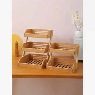 Fancy楠竹收纳筐水果面包架零食收纳筐厨房置物架调料架台面收纳