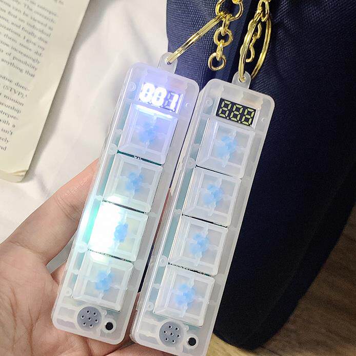 竞速按键包挂件小键盘计数器包挂饰指尖解压玩具摸鱼神器透明发光图片