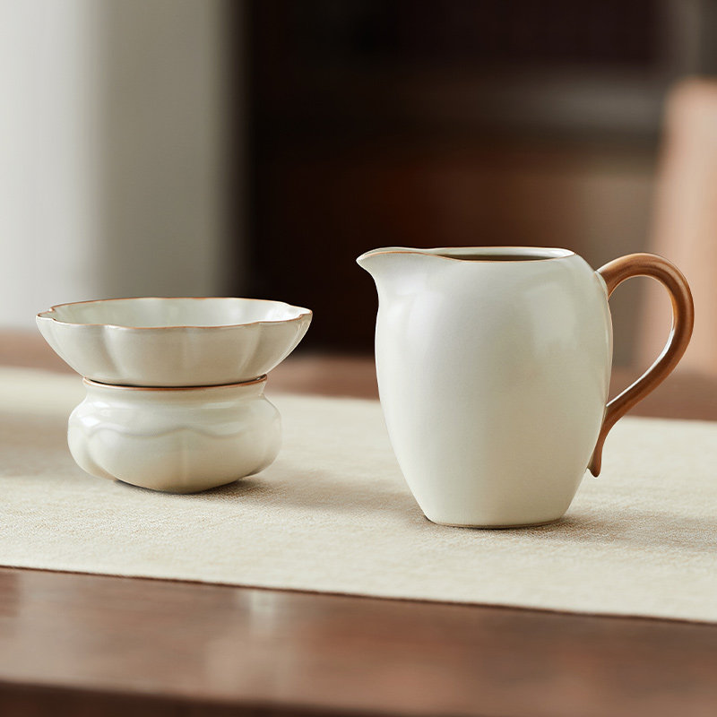 公道杯2026新款文白汝窑公道杯过滤套组陶瓷公杯分茶器茶漏一体茶图片