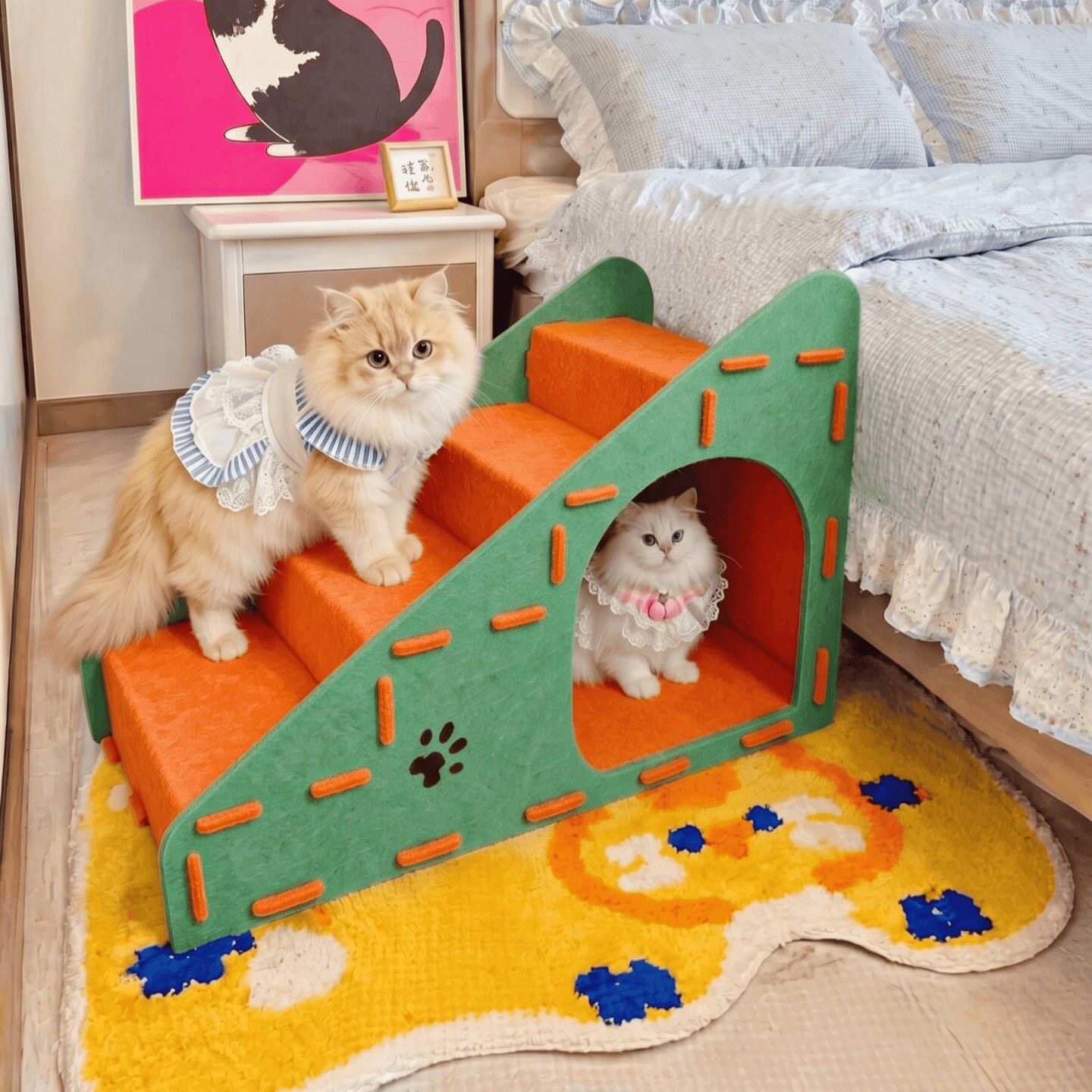 宠物楼梯台阶爬梯猫猫狗狗上下上床沙发耐磨不掉屑猫窝一体可拆洗