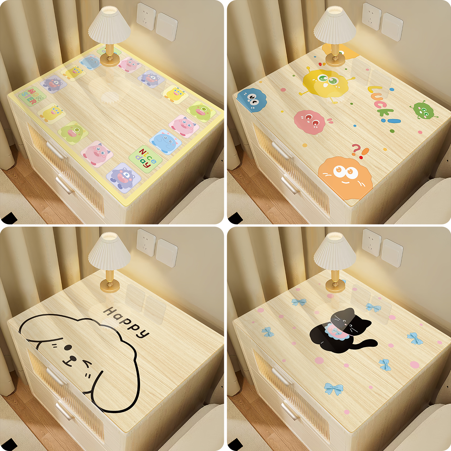 【拍下立减*印花透明PVC床头柜垫