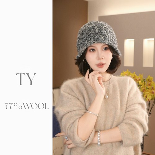 太一  “温暖已至”手工编织钩针羊毛彩点花纱渔夫帽保暖时尚冷帽