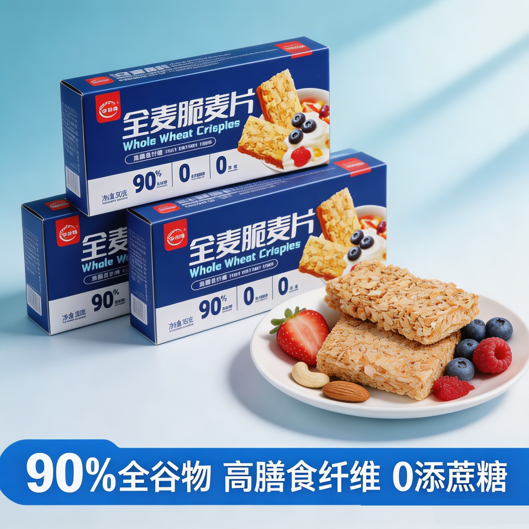 全麦脆麦片饼干营养早餐原味饱腹代餐即食健身速食0添蔗糖谷物棒