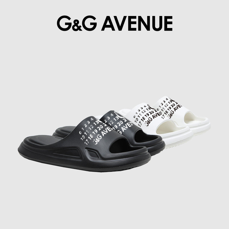 法国G&G AVENUE轻奢潮牌户外休闲超软凉拖男女同款拖鞋字母一字拖
