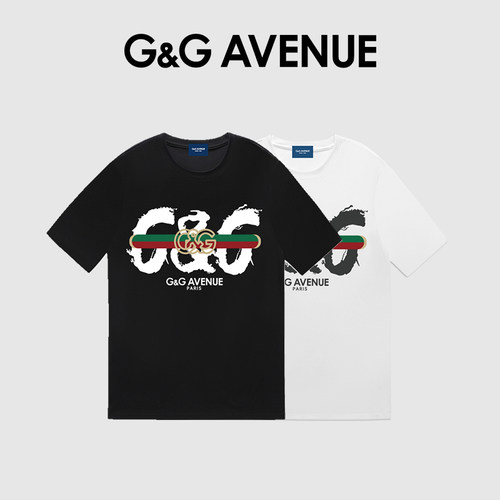 法国G&G AVENUE 轻奢潮牌夏季新款纯棉短袖T恤男圆领时尚百搭半袖