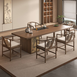 中古风客厅大长茶桌书桌一体两用实木去客厅化一体桌法式中式桌子