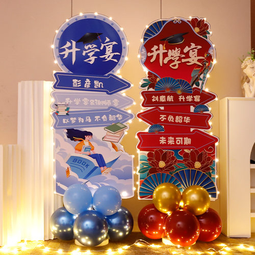 升学宴布置中高考金榜题名酒店场景氛围装饰品kt板迎宾牌立柱气球