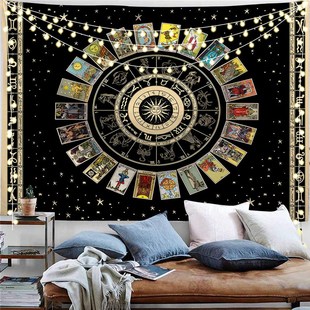 复古曼陀罗风塔罗牌图案挂毯卧室客厅宿舍装 饰挂布遮挡背景墙布