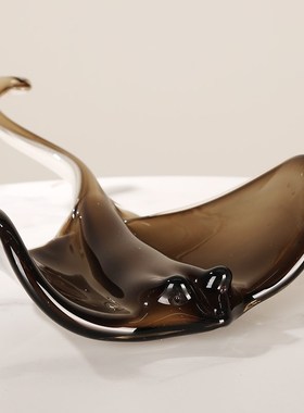 魔鬼鱼琉璃艺术动物摆件简约客厅儿童房玄关样板房装饰品乔迁送人