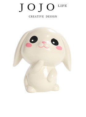 JOJOS L. PD.pull.摆件卡通迷你陶瓷萌兔家居饰品装饰  拉力