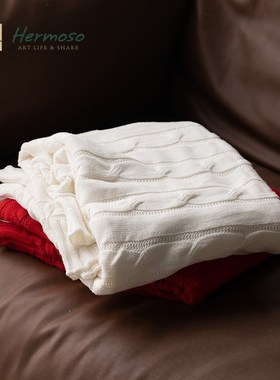 hermoso白色沙发毯毛毯办公室午睡毯子披肩空调盖毯装饰搭床尾巾