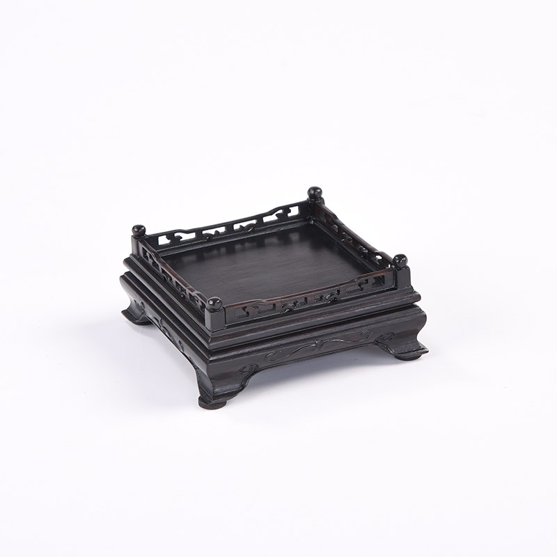 正方印章底座紫光檀文玩玉器木雕微型盆景摆件中式底座红木实木托