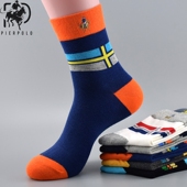 PIERPOLO袜子男纯棉中筒袜男士 吸汗防臭袜秋冬四季 休闲运动长筒袜
