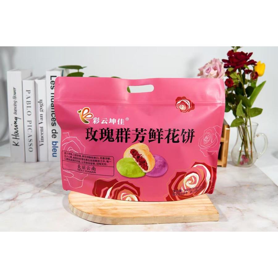 云南糕点包邮云南特产彩云坤佳玫瑰群芳鲜花饼300克10枚装