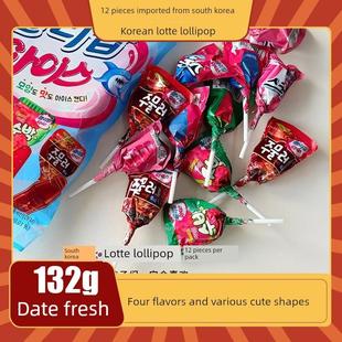 新货韩国进口乐天冰淇淋棒棒糖132g*4袋西瓜可乐鲨鱼混合水果味糖