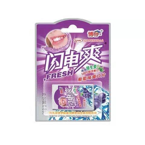 草莓味口香糖CS闪电爽多种口味草莓柠檬爽口片清凉含片网红膜片