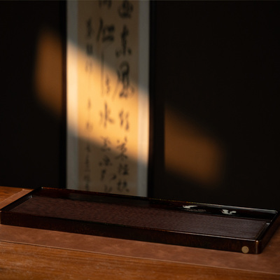 【利贞｜大漆仙鹤电木茶盘】长78.5cm*30cm 大漆工艺 茶具LZF