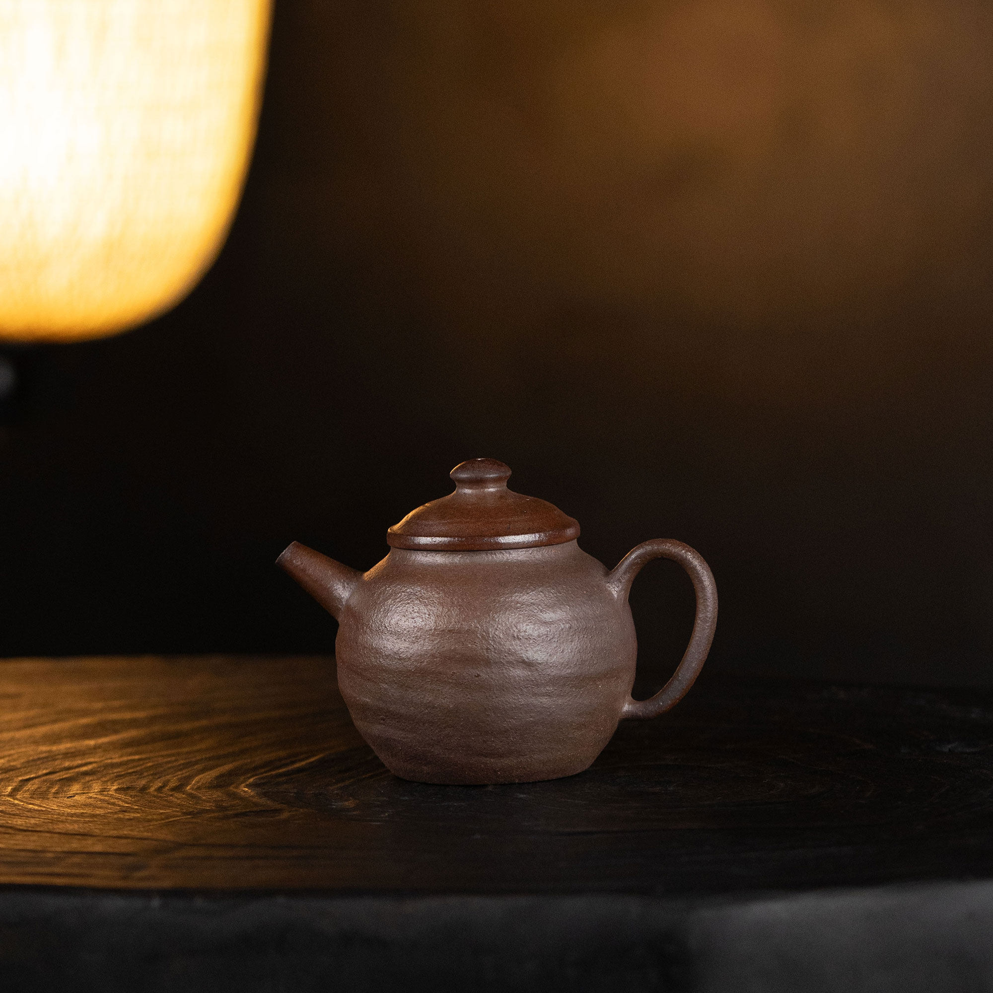 【l轮古盘筑壶】九瀚制 原矿老紫泥柴烧约170cc茶壶茶具