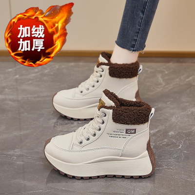 回力厚底高帮鞋女加绒加厚雪地靴