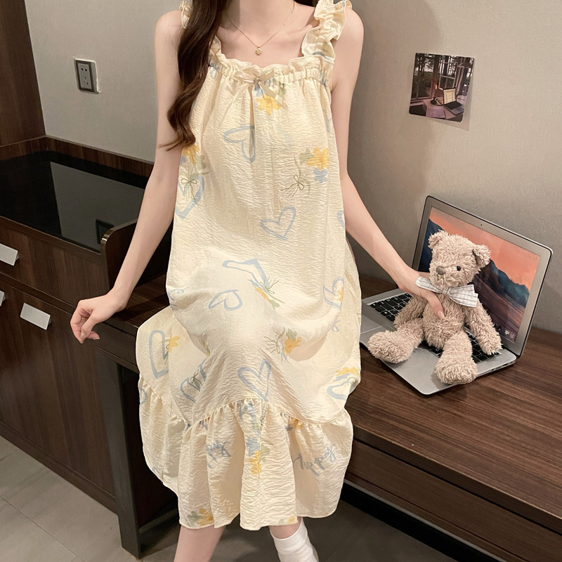 带胸垫吊带睡裙女款夏季薄款