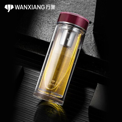 万象玻璃杯双层加厚带滤网耐热男士女士水杯礼盒装杯V171L/U171L